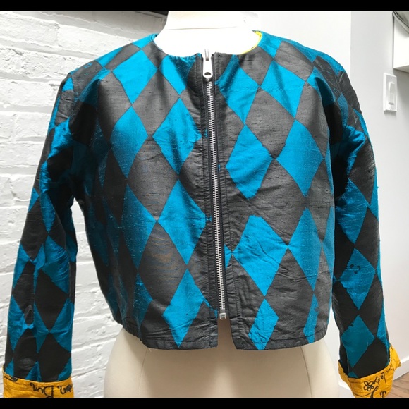 Designer Peach Beserk Raw Silk Cool Cropped Jacket - Picture 5 of 5